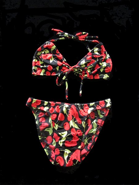 Cherries Retro Low Rise Bikini Set Jita Outlet Bikinis American Made Custom Handcrafted