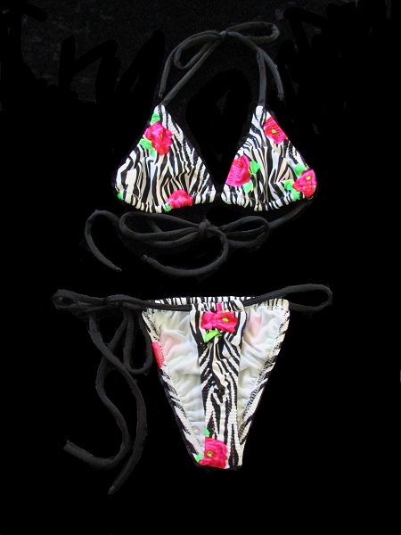 Floral Zebra Stringtini Bikini Set Jita Outlet Bikinis American Made Custom Handcrafted