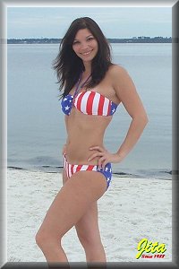 American Flag swimwear fabric samples